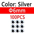 100 piezas de 6 mm plateadas