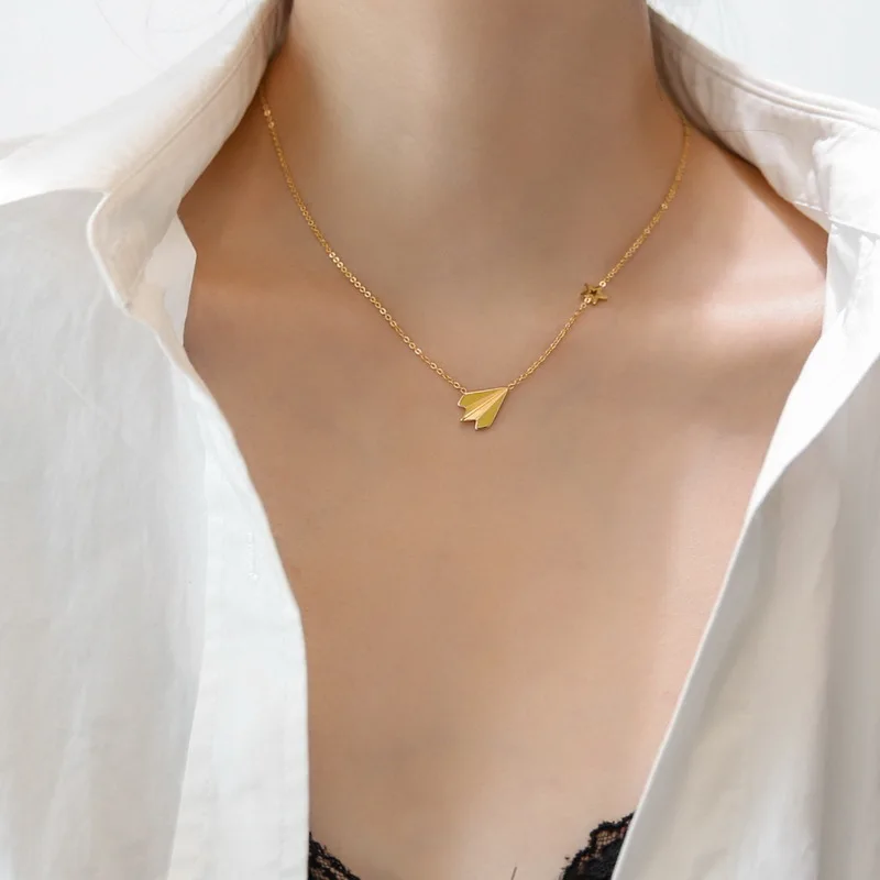 

Stainless Steel Necklace Aircraft Star Traveler Pendant Fashion necklace Charm women's necklace Jewelry gift