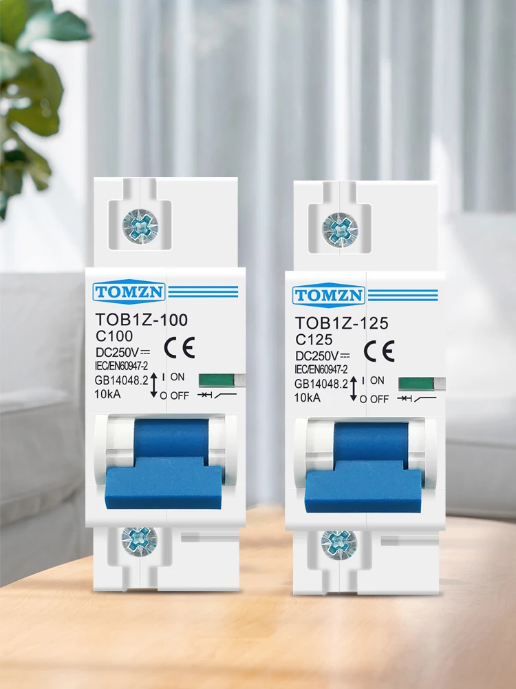 TOMZN 1 SZT. 1P 80A 100A 125A DC MCB 250V Wyłącznik Automatyczny do Systemu Fotowoltaicznego Krzywa C Wyłącznik Głównego Obwodu Akumulatora — zdjęcie 2