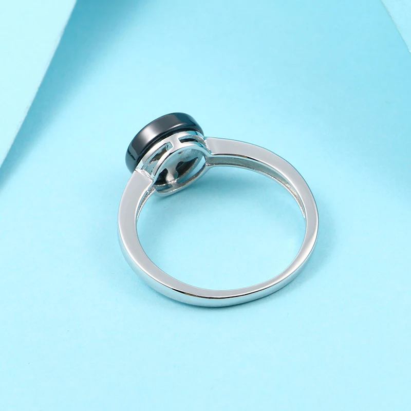 2mm Width Black White Ceramic Rings for Female Crystal Zircon Rings for Women Fashion Jewelry Wedding Engagement Statement Ring