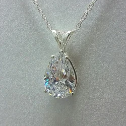 Huitan Simple Design Silver Color Necklace for Women with Single Crystal Pear CZ Stone High Quality Timeless Style Jewelry Hot