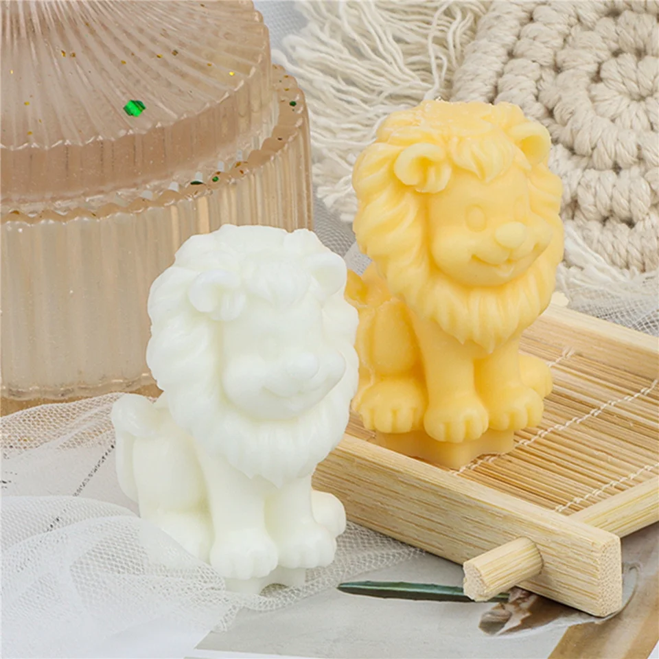 Lion King Sitting Silicone Candle Soap Mold Cartoon Statue Ornament Handmade DIY Resin Scented Animal Style Elements Gifts