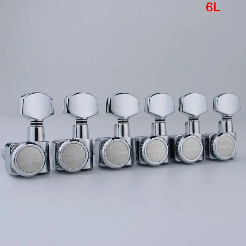 GUYKER 6R/6L Machine Heads no screws Locking Tuning Key Pegs Tuners Chrome