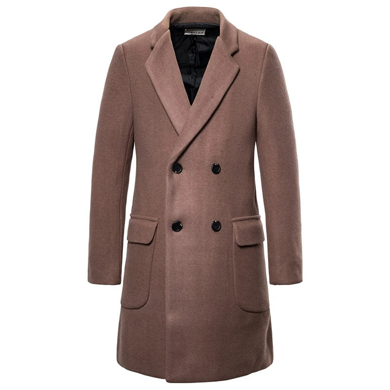 

Winter Wool Coat Men Double Breasted Long Trench Coat New Casual Thick Pea Coat Men Woolen Jacket abrigo hombre