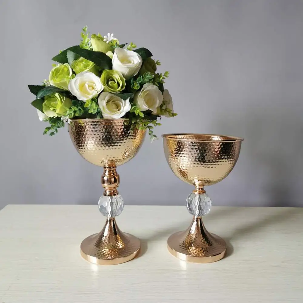 IMUWEN Gold Vase Metal Tabletop Flower Road Lead Wedding Table Centerpiece Flowers Vases For Home Party Decoration