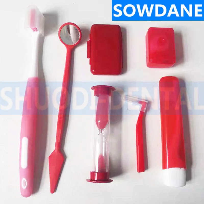 

4 Sets Oral Clean Tool Orthodontic Oral Care Kits Teeth Whitening Suit Tooth Brush Interdental Brush Dental Floss Mouth Mirror