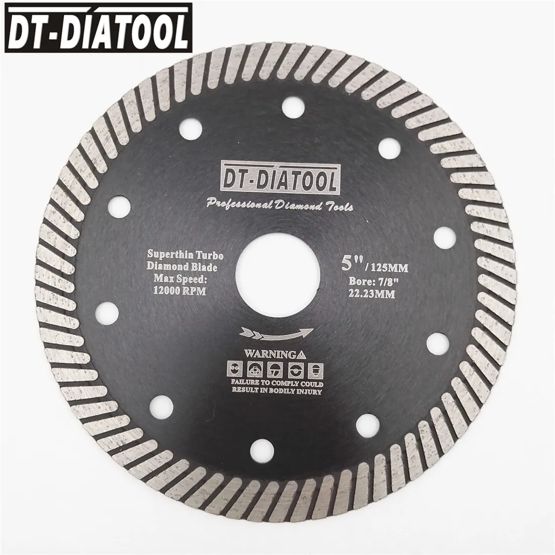 DT-DIATOOL-Disco de corte super fino para azulejos cerâmicos, lâminas de serra para granito, Turbo Bore 22.23mm, 10PCs, 125mm, 5in