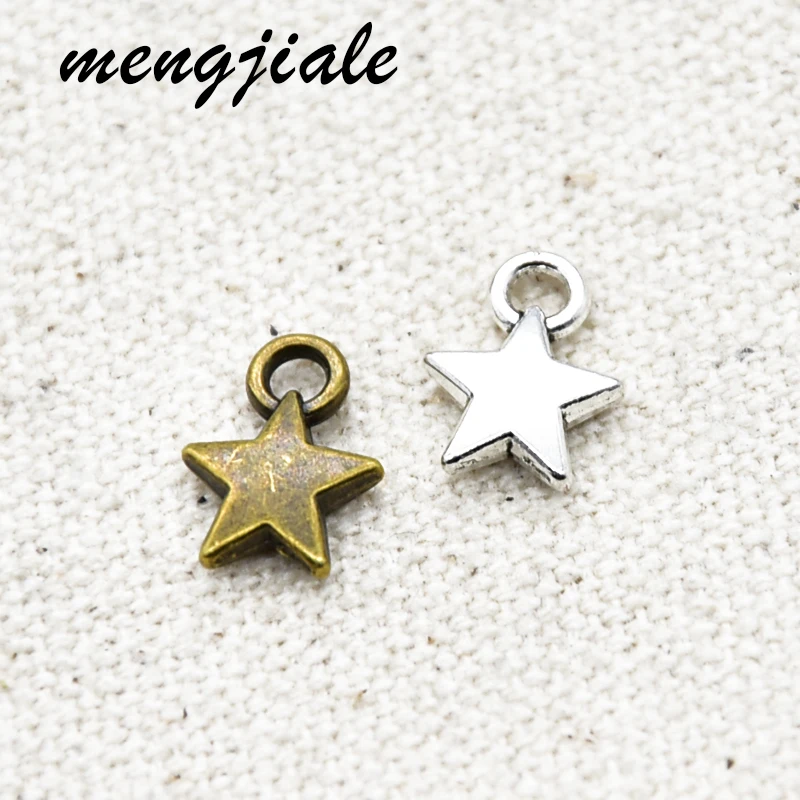 50pcs  Hot Sell Wholesale Zinc  Alloy  Metal Two  Color Star Charm  For  Women Necklace Jewelry Accessories Making  12*9mm