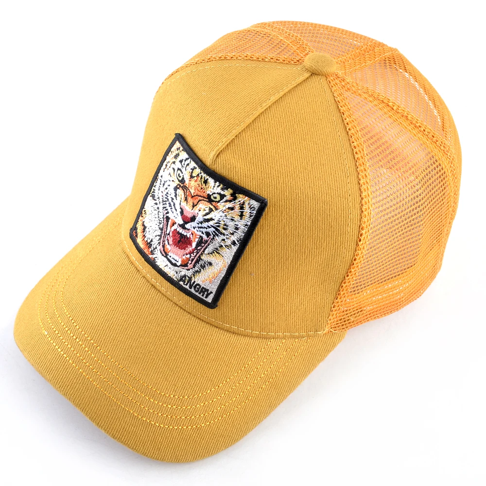 Embroidery Tiger Roar Baseball Caps men Outdoor sun visor cap sun hats for women Animal pattern Mesh hat Cotton bone Hip Hop cap