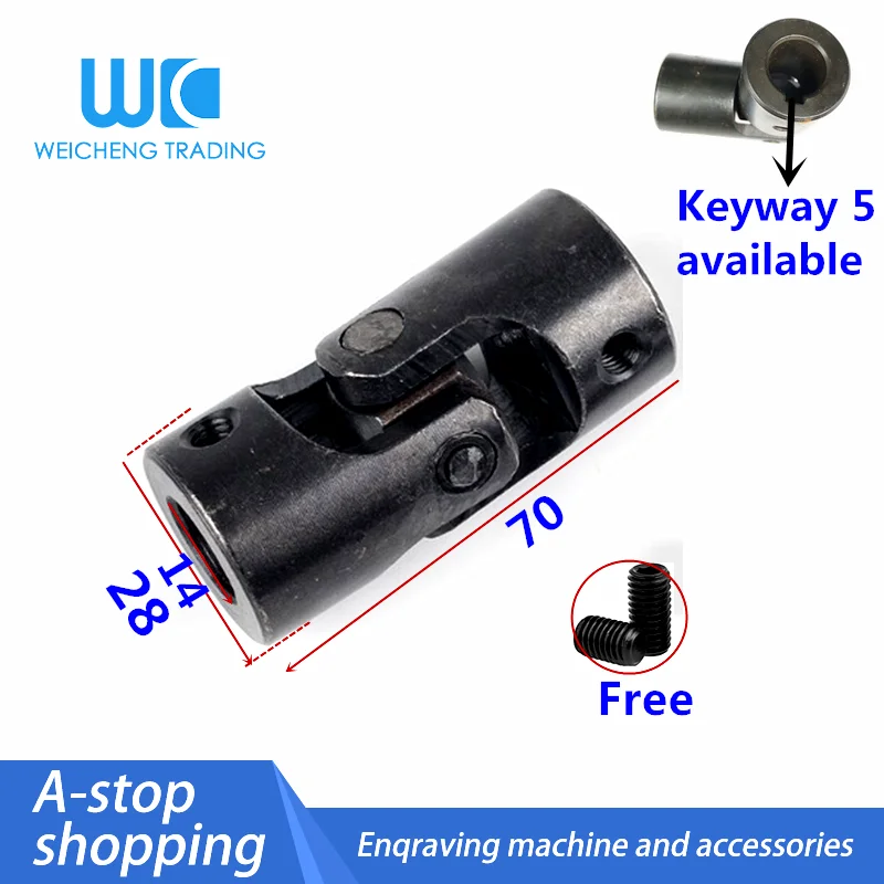 1pc 14*28*70/60 Keyway 5 Universal Joint Shaft Coupling Motor Connector DIY Steering U-joint