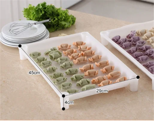 Kitchen food storage box dumpling plate plastic tray quick freezing rectangular freezer steamed bread tray