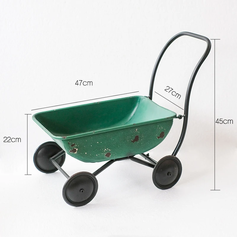 Rustic Retro Decorative Garden Metal Wagon and Cart