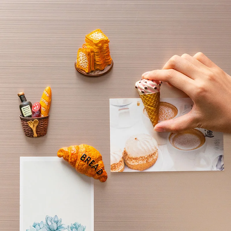 Cartoon food refrigerator paste magnet decoration creative personality 3D cute refrigerator magnet magnetic force message paste