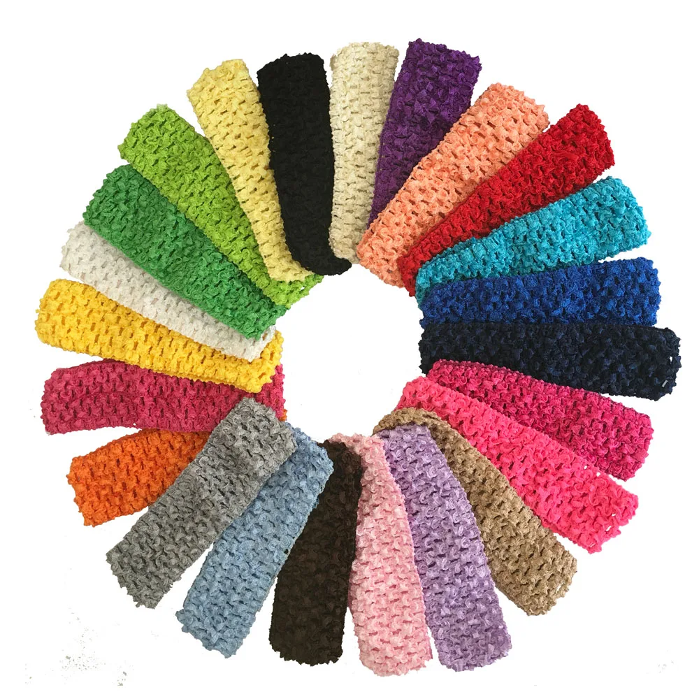 1.5\'\' Baby Girls Crochet Headband Elastic Stretchy Tutu Waistband Baby Hairband Band For Hair Accessories 12pcs per lot