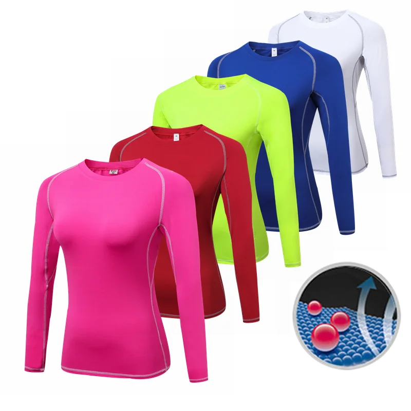 New Fitness Women\'s Long Sleeve Compression Running Yoga t-shirts Female Thermal Clothing Sportswear Women Sports Gym Shirts