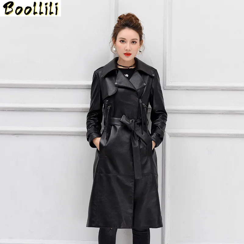 100% pele de carneiro boollili casaco real genuíno couro jaqueta feminina roupas 2023 primavera coreano elegante longo trench coat alta qualidade