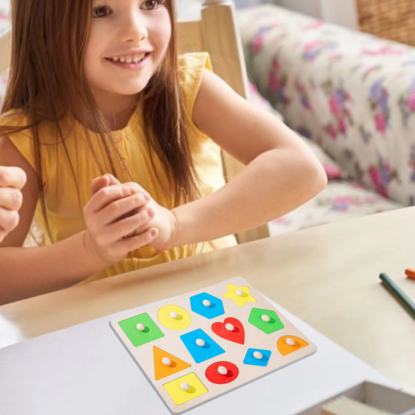 Tablero de madera con forma de agarre para bebés, Tablero de Clasificación con materiales Montessori de colores geométricos, juguetes educativos para el hogar