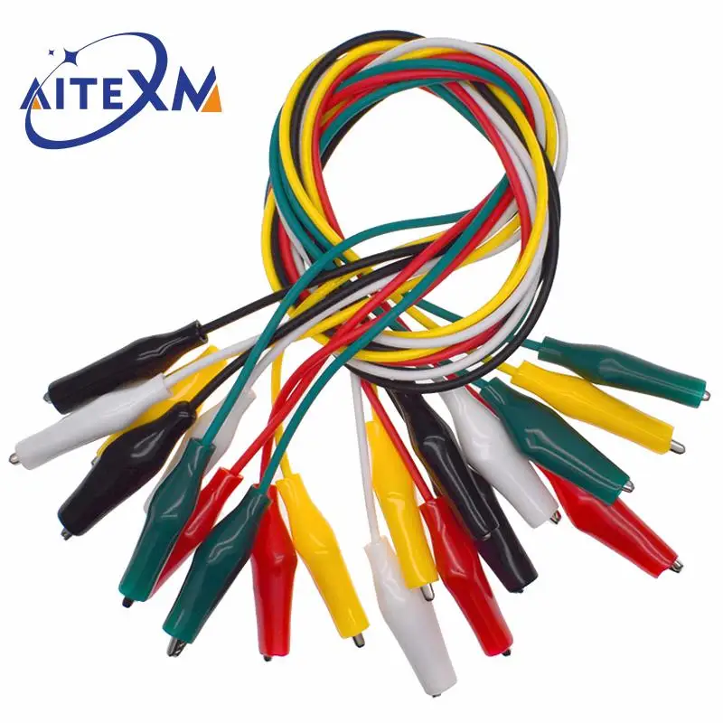 1Set / 10PCS Alligator Clips Electrical DIY Test Leads Alligator Double-ended Crocodile Clips Roach Clip Test Jumper Wire 46CM