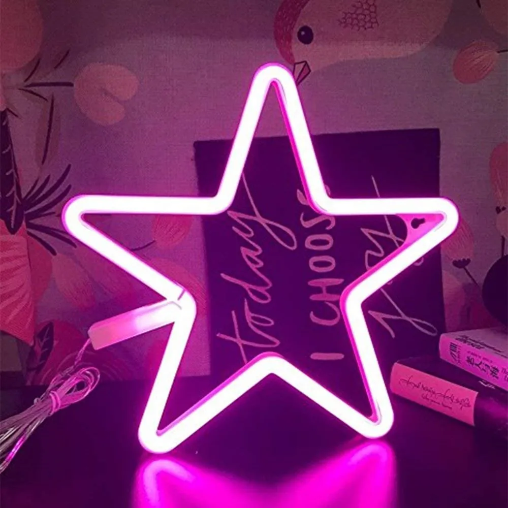 Star Neon Light Signs Warm White Neon Wall Light Up Sign Art Decor For Home Kids Bedroom Birthday Party USB Or Battery Operated