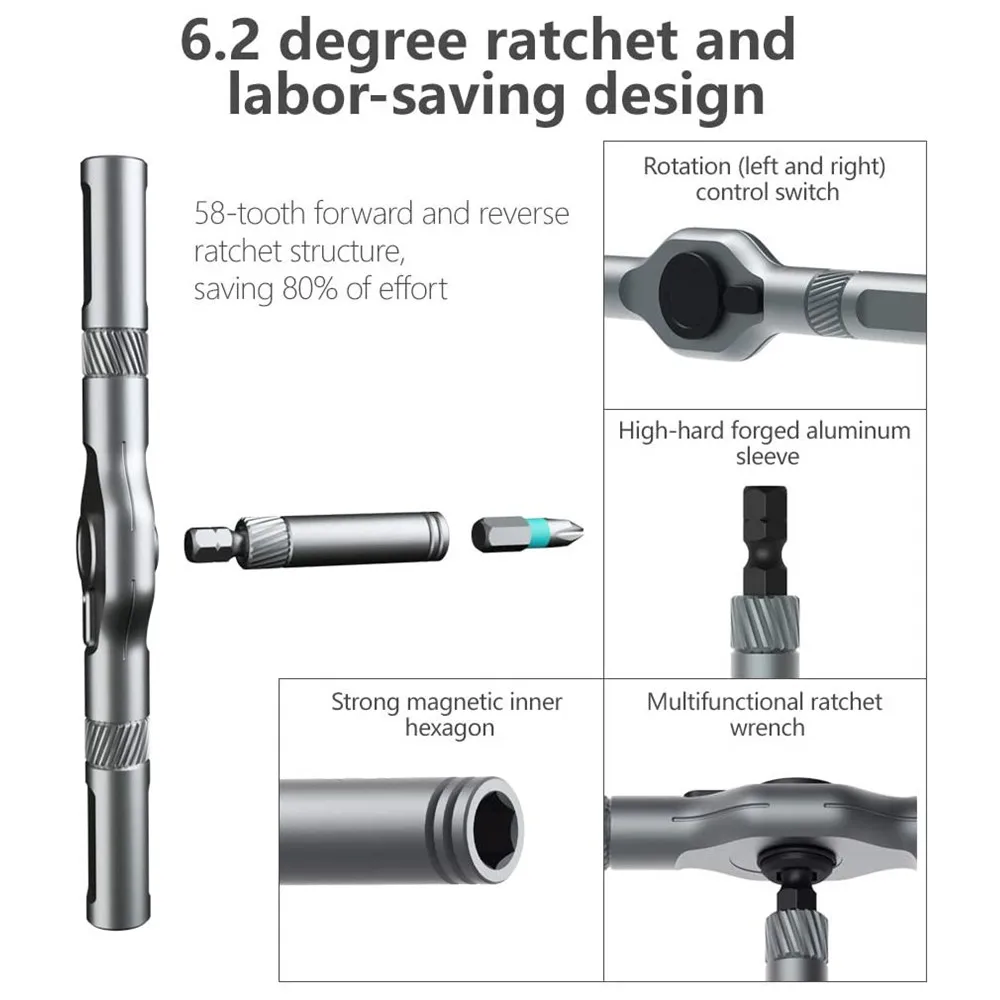 Set di cacciaviti di precisione con chiave a cricchetto multiuso 24 in 1, Kit di strumenti di riparazione magnetica salvaspazio, Laptop, PC, mobili,