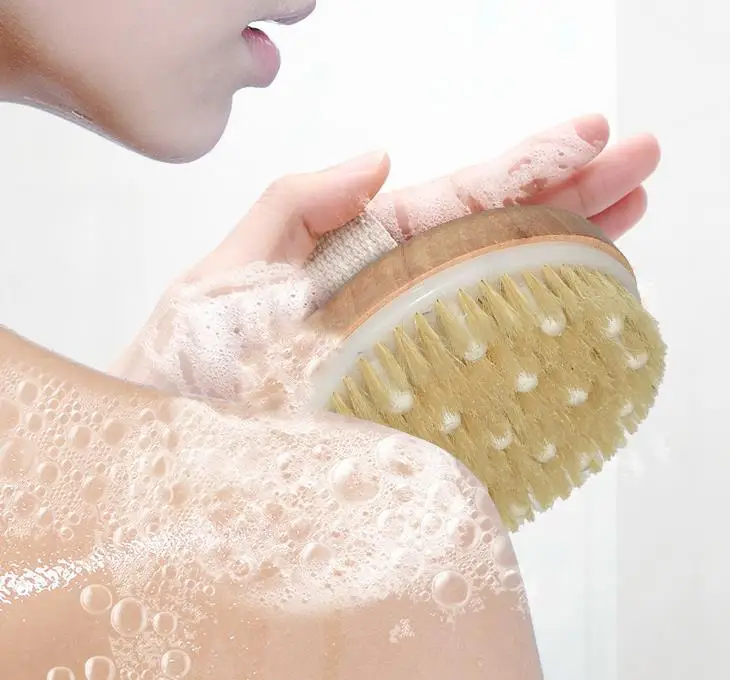 Dry Skin Body Soft natural bristle the SPA the Brush Wooden Bath Shower Bristle Brush SPA Body Brush without Handle SN961