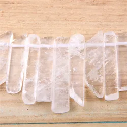 Natuurlijke Clear Crystal Point Kralen 5-8 Mm * 20-48 Mm Transparant Quartz Geboord Gepolijst Slab Stok kralen Voor Diy Afgestudeerd Hanger