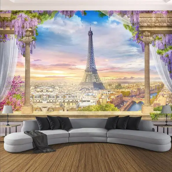 Bacal Custom Any Size Photo Wallpaper 3D Stereo Rome Column Paris Tower Murals Restaurant Living Room Backdrop Wall Decor 3 D