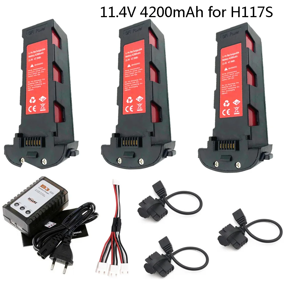 

11.4V 4200mAh lipo Battery with Charger for Hubsan H117S Zino GPS RC FPV Racing Camera Drones Quadcopter toy Parts 11.4V Battery