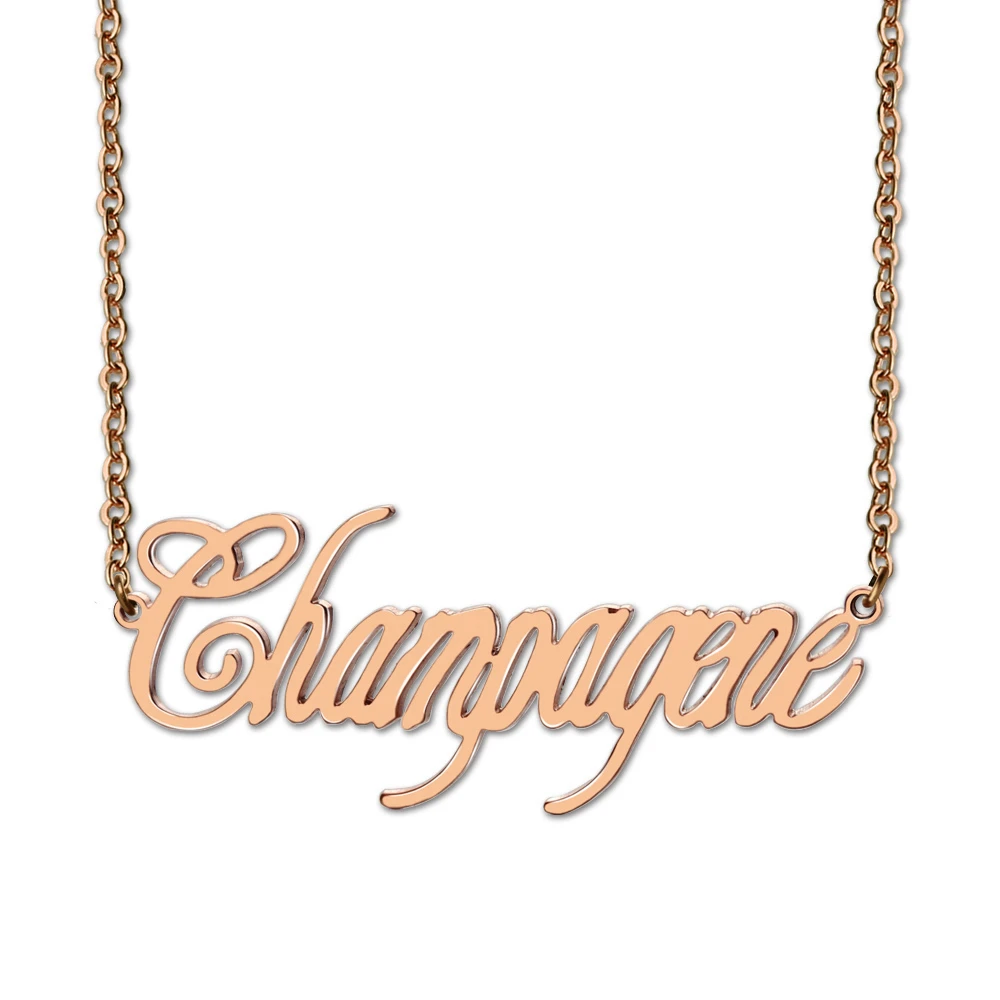 Uonney Dropshipping Contemporary Font Unique Name Necklace Personalized Champagne Customized Gift Silver Rose Gold