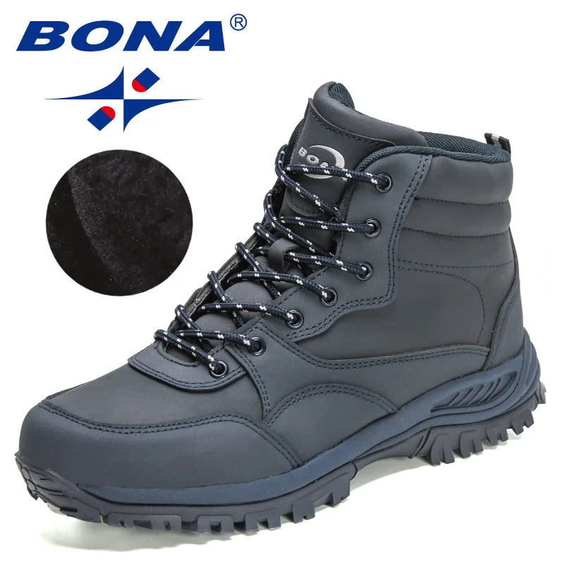 BONA 2022 New Designers Action Leather Winter Super Warm Snow Boots Men Outdoor Work Casual Shoes Man Plush  Ankle Boots Comfy