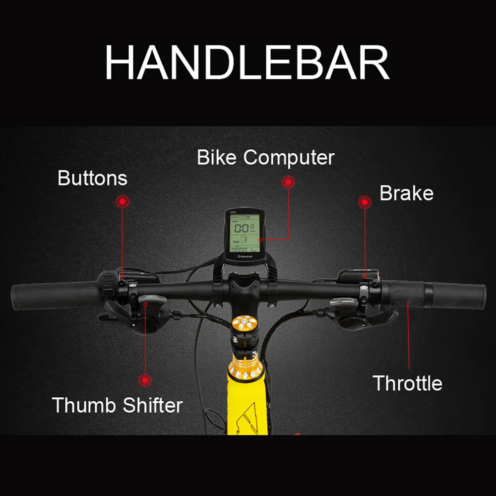 26*4.8 Fat Tire 48V 17.5Ah Large Capacity Battery E-bike, 1000W Powerful Motor, Full Suspension Electric Bike