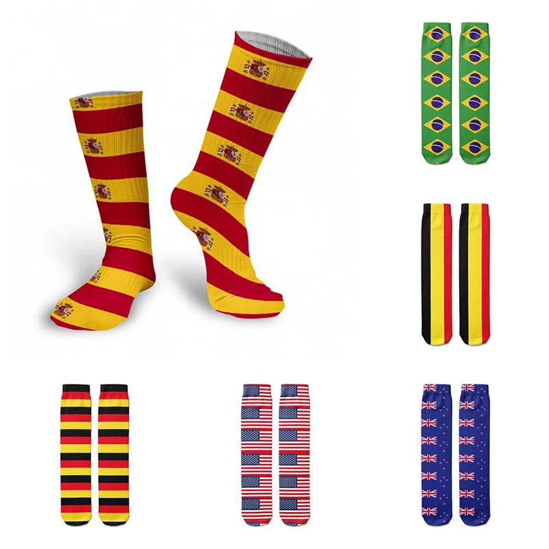 Fashion Flag Spain Brazil USA 3D Printed Socks For Men Women Casual High Quality Cotton Kawaii Socks Street Skateboard Socks