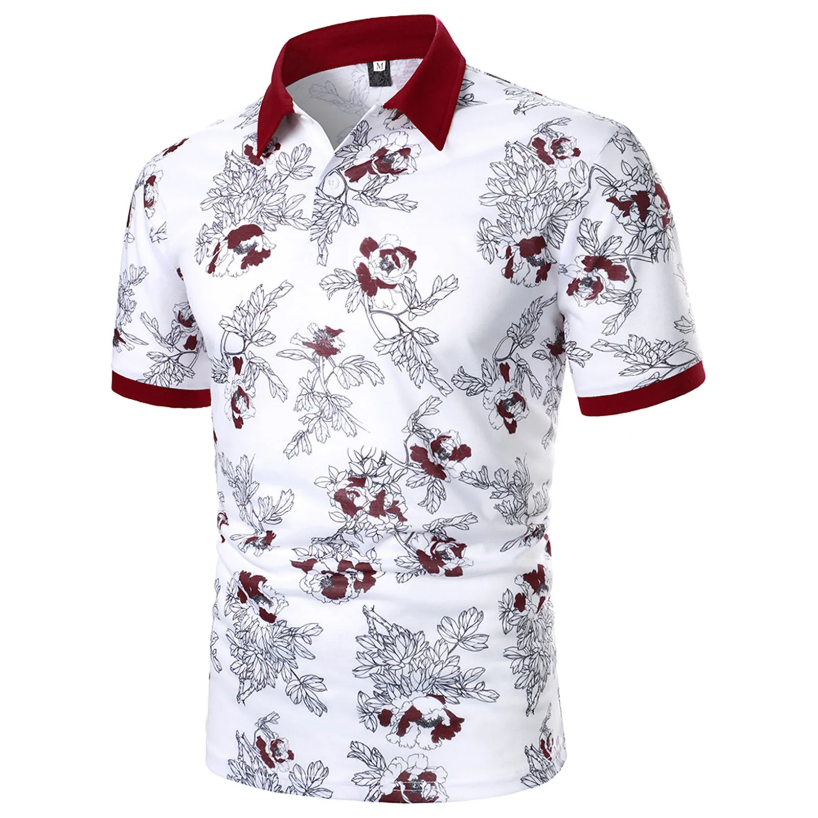 Summer Floral Print Casual Men Polo Shirts Fashion Business Comfortable Breathable Cool Tops Short-sleeved Cotton Polo Shirt