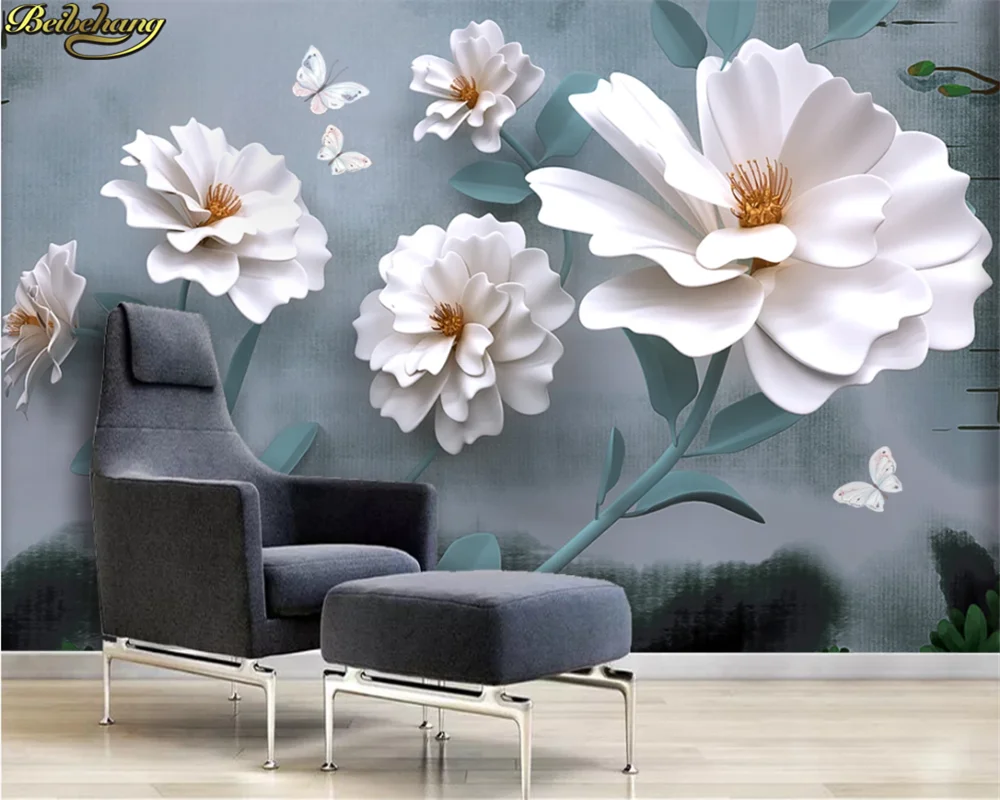 beibehang 3d wallpaper Custom mural modern small fresh white flower petal background wall papel de parede