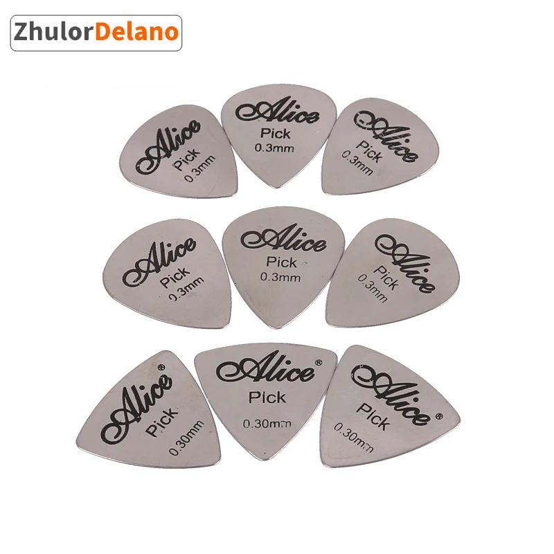 10pieces Alice Guitar Picks in 1 Color Full Thickness 0.3mm Stainless Steel Heartshape Jazzshape Tri-angleshape