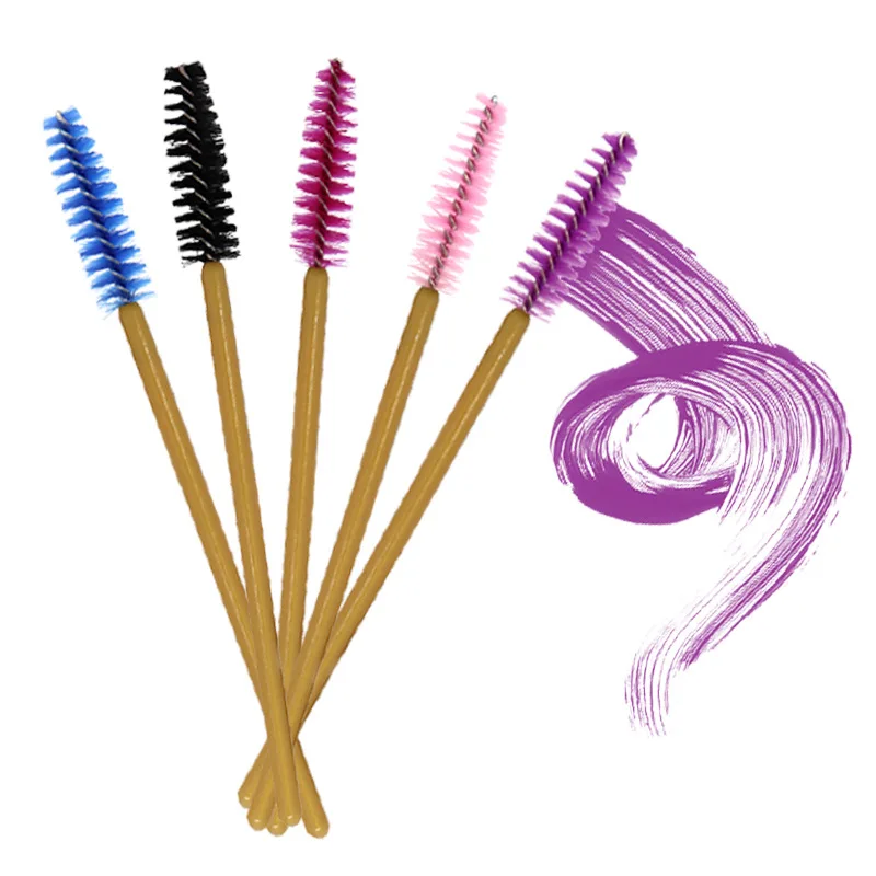 Brosses à cils pour extensions de cils, baguettes de mascara, pinceau de maquillage au poulet, or, 100 pièces par lot