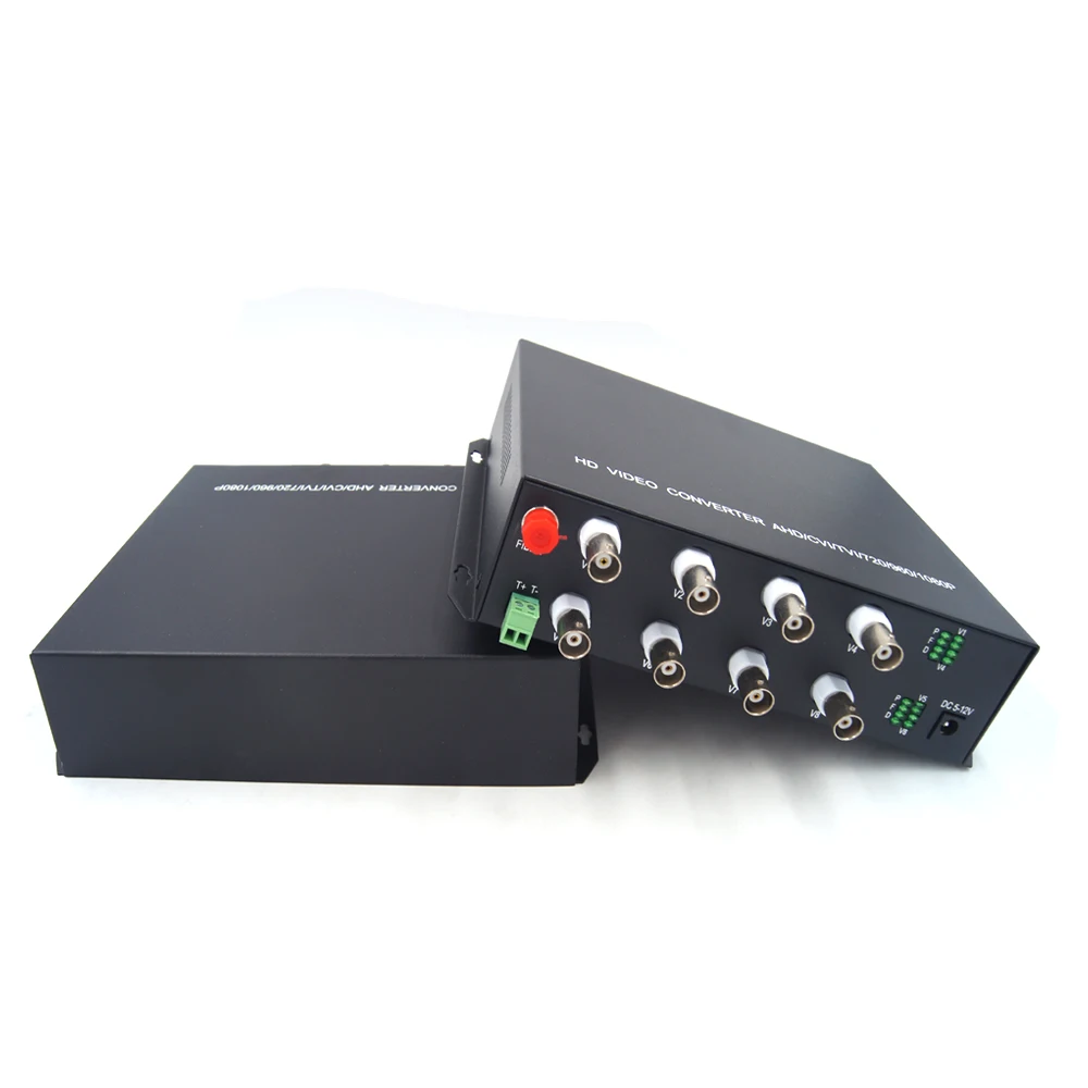 HD 8 ports 1080p Video signal over fiber optic Media Converters, singlemode fiber up to 10Km, for 1080P 2MP CVI TVI AHD Camera