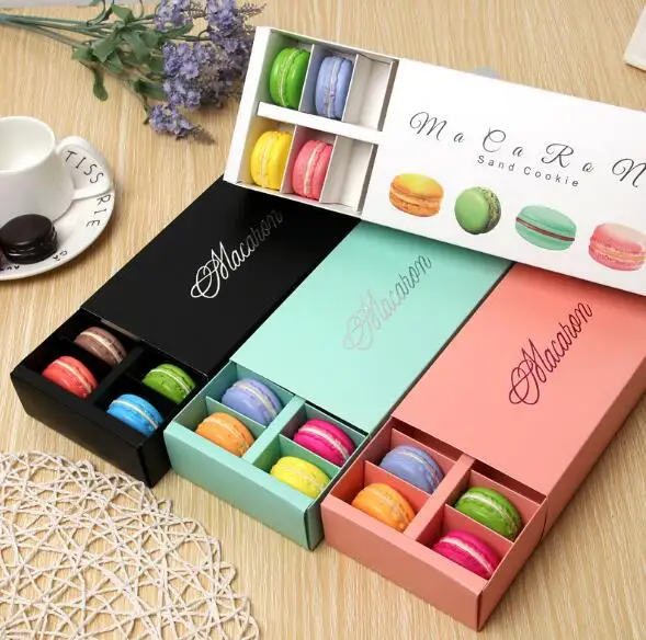 

Colorful Macaron Box Holds 12 Cavity 20*11*5cm Food Packaging Gifts Paper Party Boxes For Bakery Cupcake Snack Candy Biscuit Muf