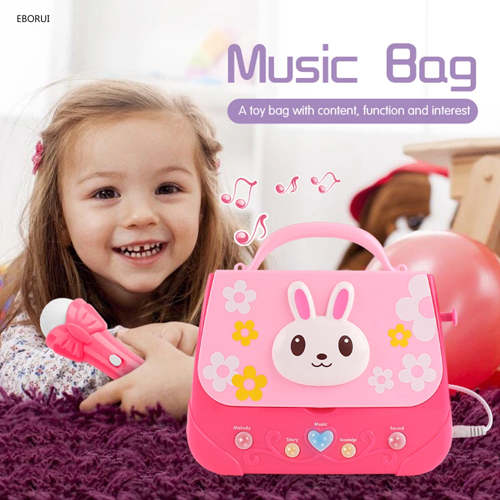 EBORUI Kids Bluetooth Children Outdoor Activities Music Player Trolley Toddler Karaoke Singing Along Loudspeaker Gift for Girls