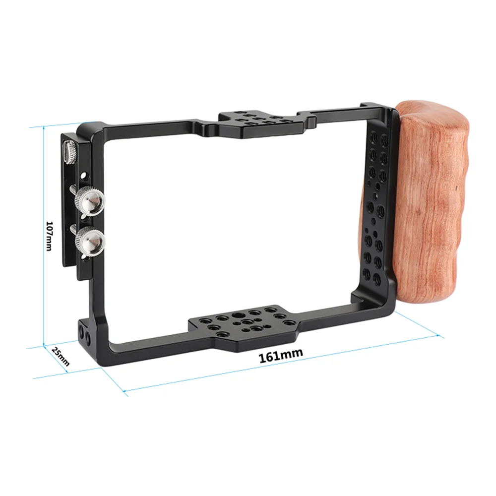 CAMVATE Director's Monitor Cage Bracket With Wooden Left Handgrip & Shoe Mount Exclusively For FeelWorld FT6 FR6 5.5