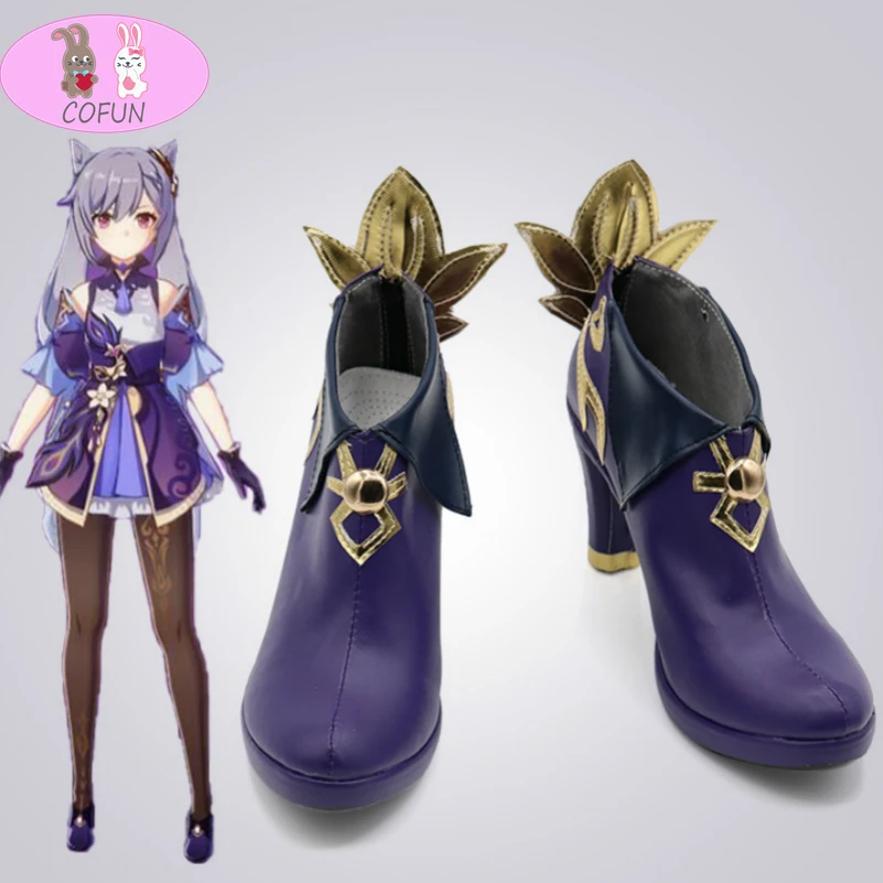 

Game Genshin Impact Keqing Cosplay Shoes Keqing High Heels Cosplay Keqing Shoes Purple High Heels For Women Halloween