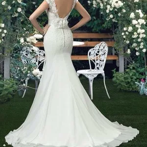 Brautkleider für Meerjungfrauenlöffel, billiges Hochzeitskleid, lange Kleidungshause, Kurzarm, Thres Tribunal, x04 11 Hauptverkaufskleid für Verlobungschiffon - №8