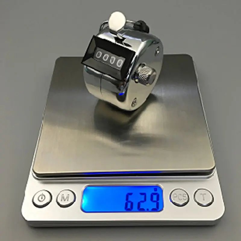 2024 New Hand Tally Counter Stainless Steel 4 Digit Mechanical Clicker with Finger Ring