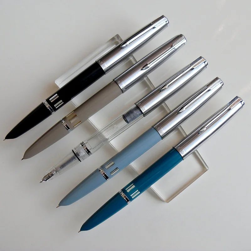 Pluma estilográfica clásica Vintage Wing Sung 601, tapa de acero, punta F, bolígrafo de tinta de 0,5mm con ventana de tinta, caja Original multicolor