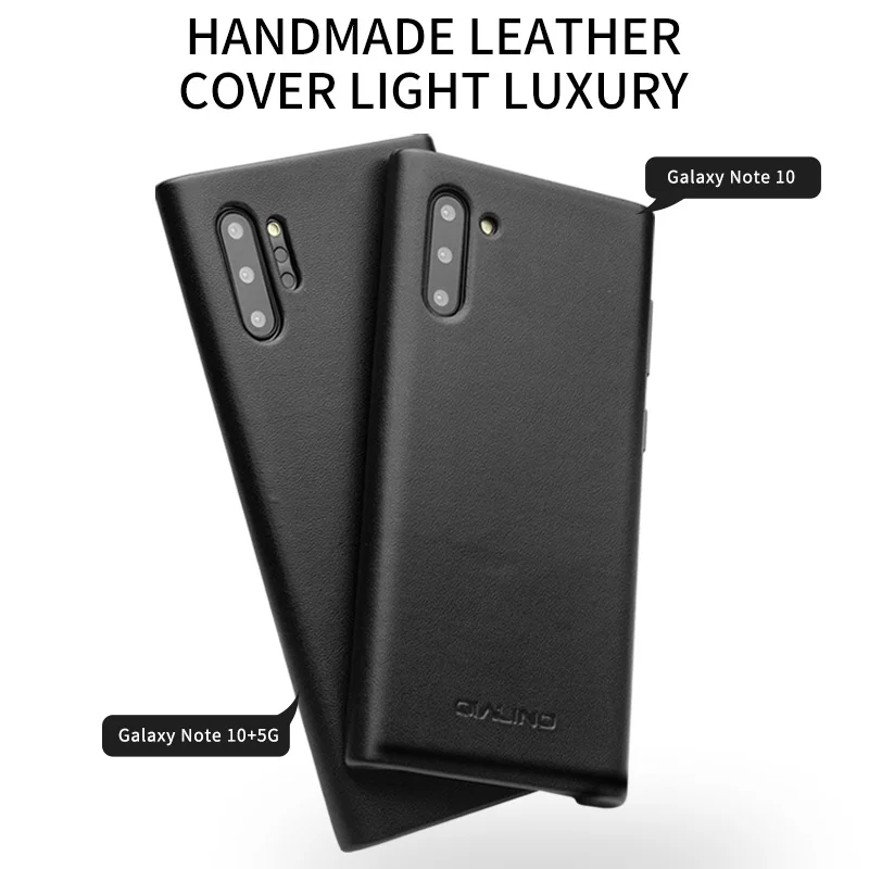 QIALINO Fashion Genuine Leather Case for Samsung Galaxy Note 10 Ultra Thin Handmade Phone Cover for Samsung Galaxy Note 10 Plus