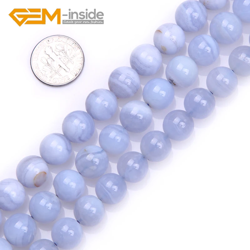 Round Natural Chalcedony Beads Natural Stone Beads 6mm-12mm Loose Bead For Bracelet or Necklace Making Strand 15\