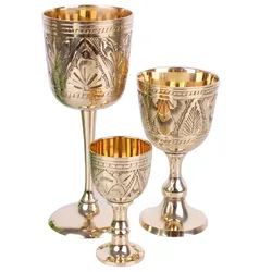 кружка 120ML Pure Brass Wine Glass Classical Wine Cup Handmade Small Goblet Home Bar Party Copper Wine Glass Mug Pattern Random