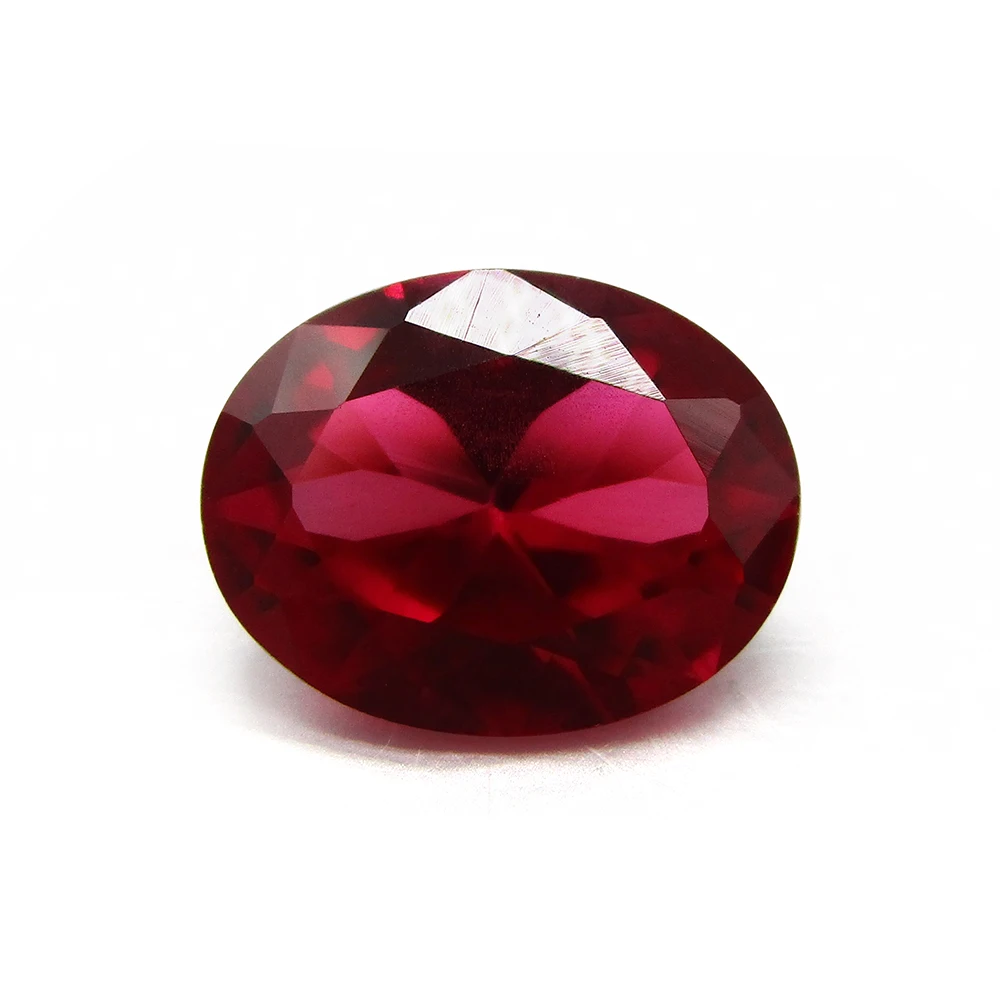 Frete grátis qualidade 5a 3x5 ~ 13*18mm 5 # pedra vermelha pedra oval corte sintético vermelho corundum para joia