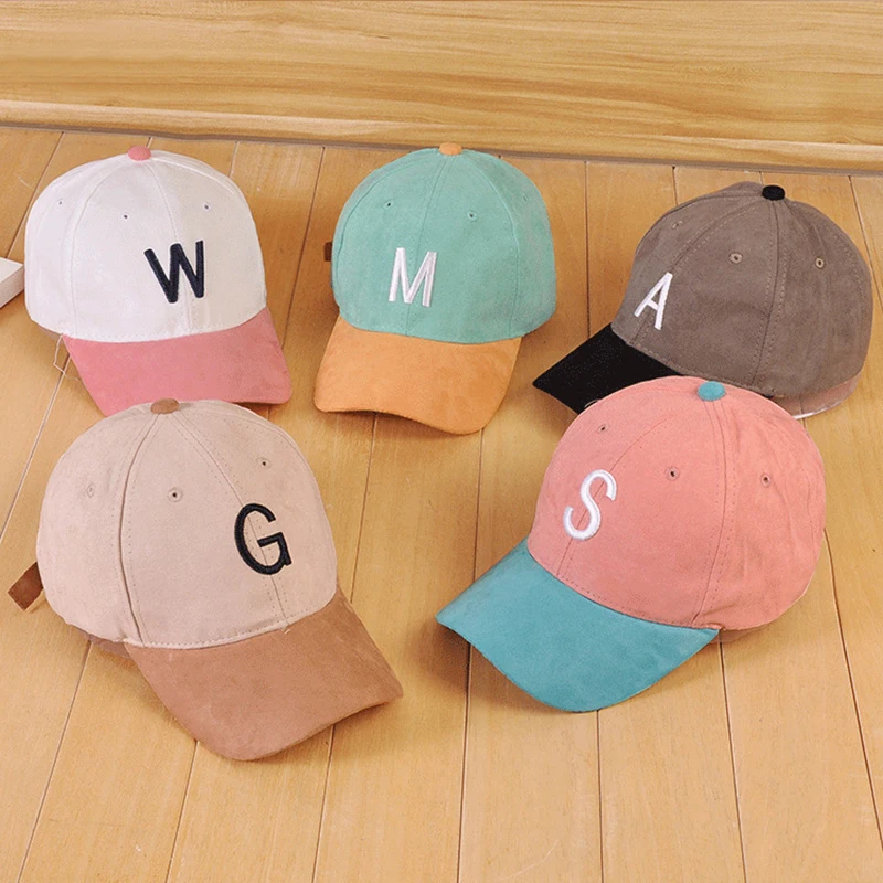 New Cotton Winter Deer Velvet Macarons Color Block Baseball Cap Embroidery Letters Bent Hip hop Caps Men Women Couple Hats