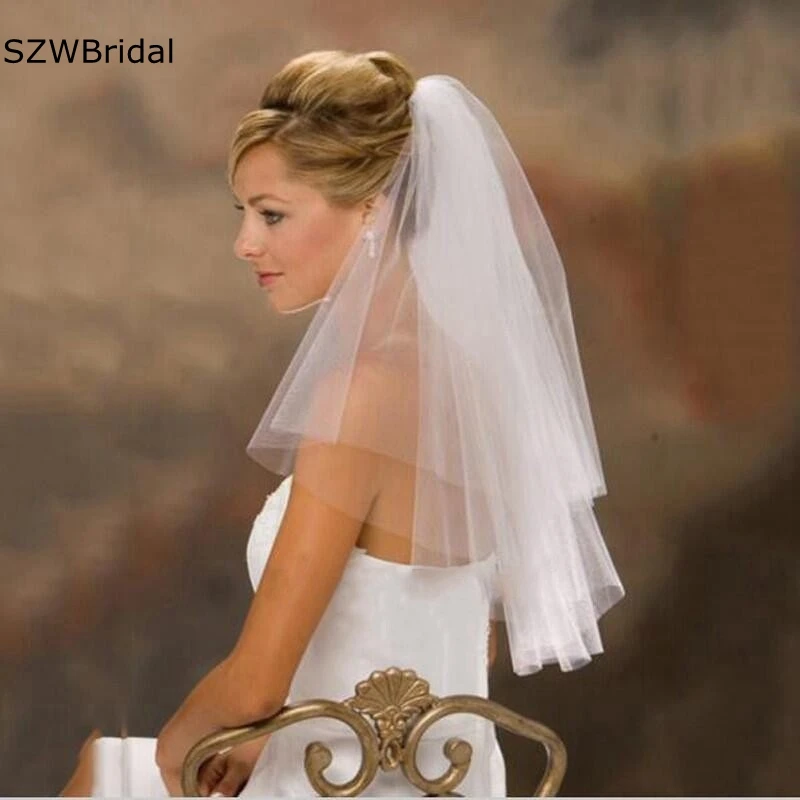 In stock Cheap Short Veil Cheap wedding accessories Welon veu de noiva Bridal Veil 2023 sluier bridal accessories brautschleier